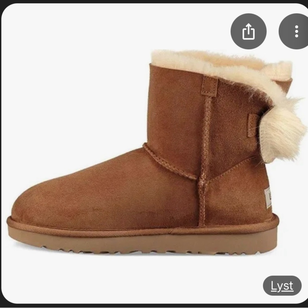 UGG fluff bow mini boots